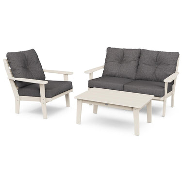 POLYWOOD Lakeside 3-Piece Deep Seating Set - Sand / Ash Charcoal